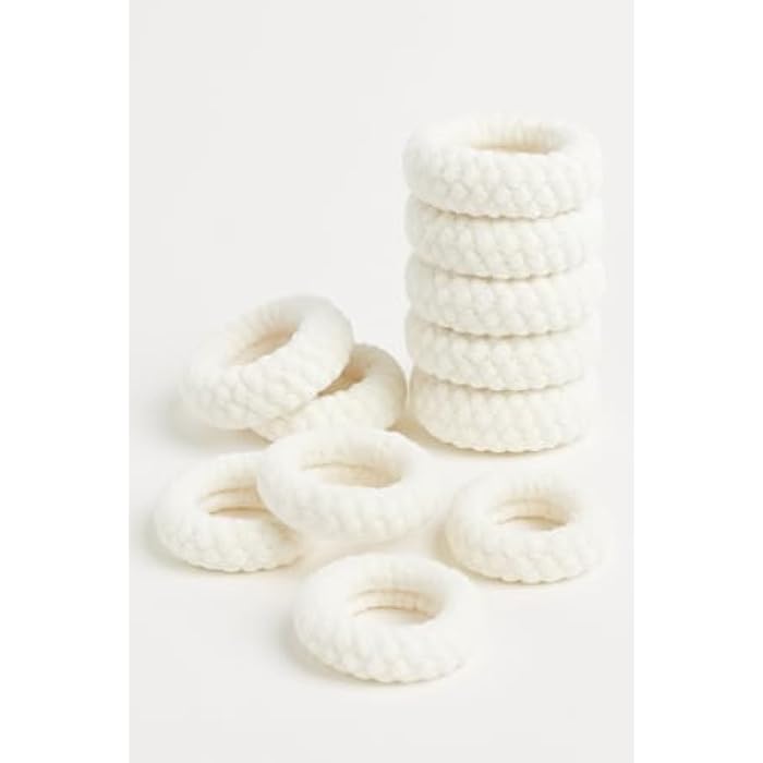 Braided Hair Ties for Women and Girls, Thick Elastic Scrunchies, Pack of 12, Strong Hold No Damage (White) - Image 2